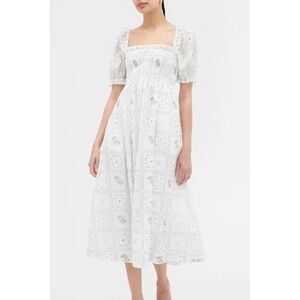 Hill House Scarlett Midi Nap Dress White Floral Patchwork S Spring Easter